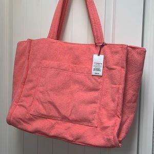 Large coral beach tote